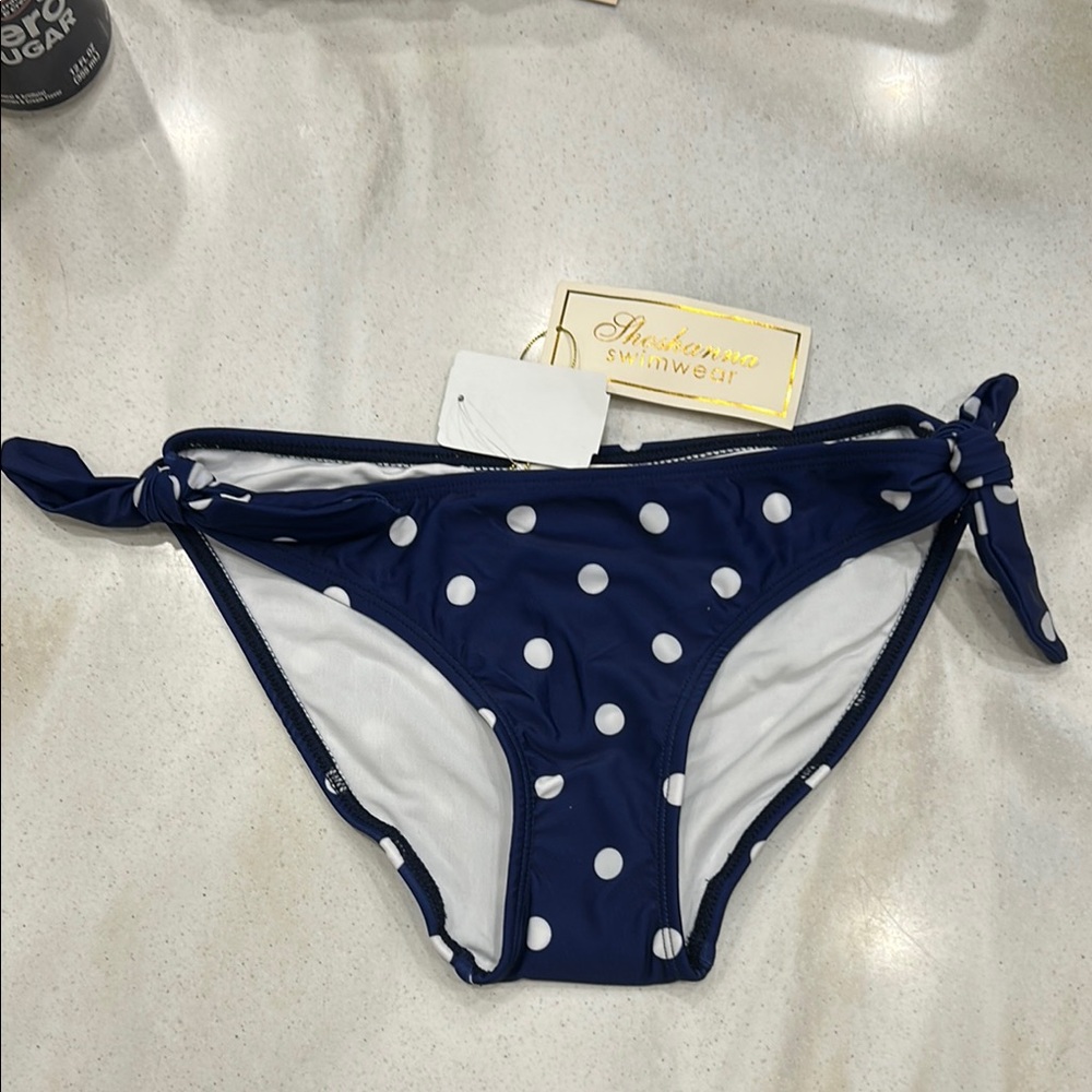 Shoshanna Navy Polka Dot Bikini Bottom